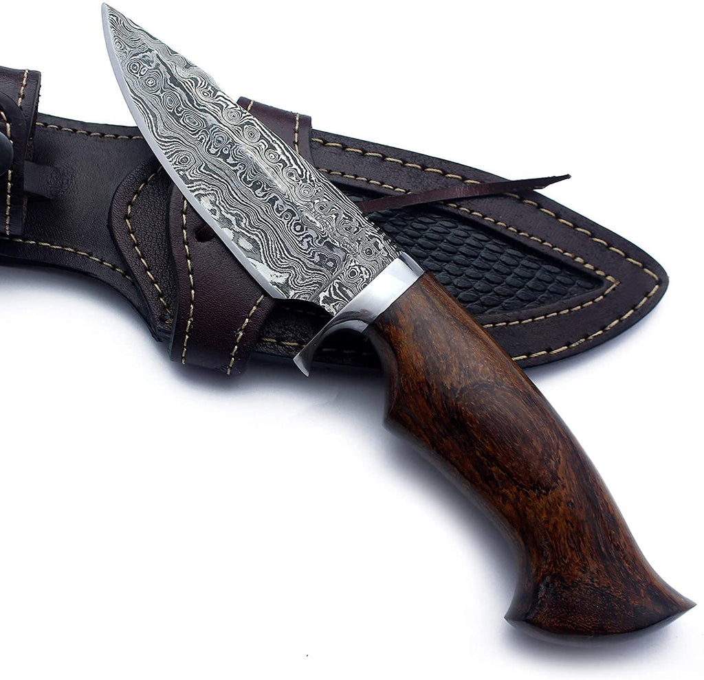 MAAN Handmade Damascus Fixed Blade Knife with Wooden Handle - Survival –  MAANOUTDOOR