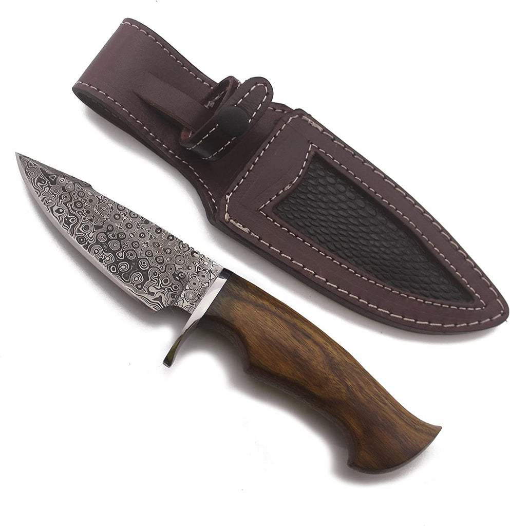 MAAN handmade damascus hunting knife with leather sheath 105B – MAANOUTDOOR